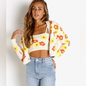 $172 Callahan Meg‎ Cardigan Cream Yellow Size Small